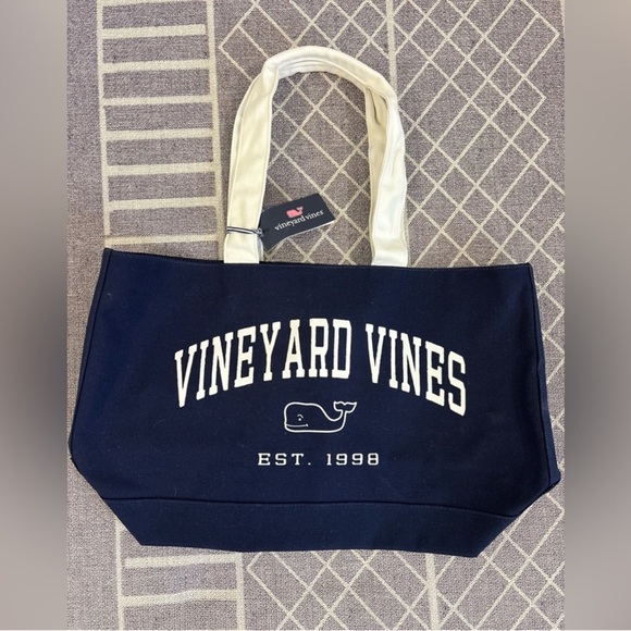Vineyard Vines Handbags - Vineyard Vines Navy & White Logo Canvas Tote